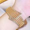 CMM Dubai Golden Retro Emerald Color Zirconia Hollow Large Wide Bangle Bracelet Womens Party Aristractic Hand Jewelry Accessories