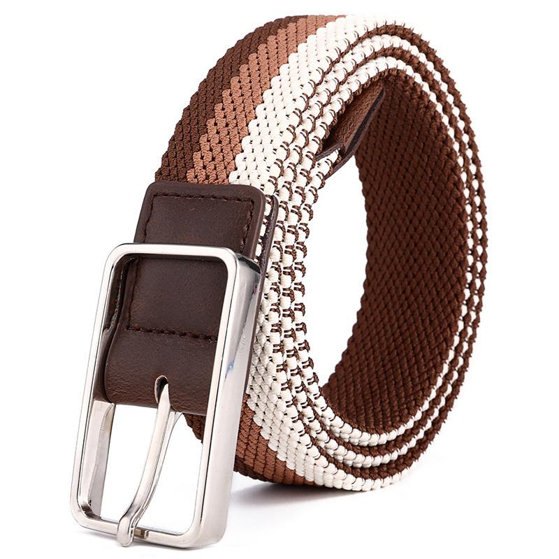 New elastic three-color men's golf non-punching breathable pin buckle braided belt