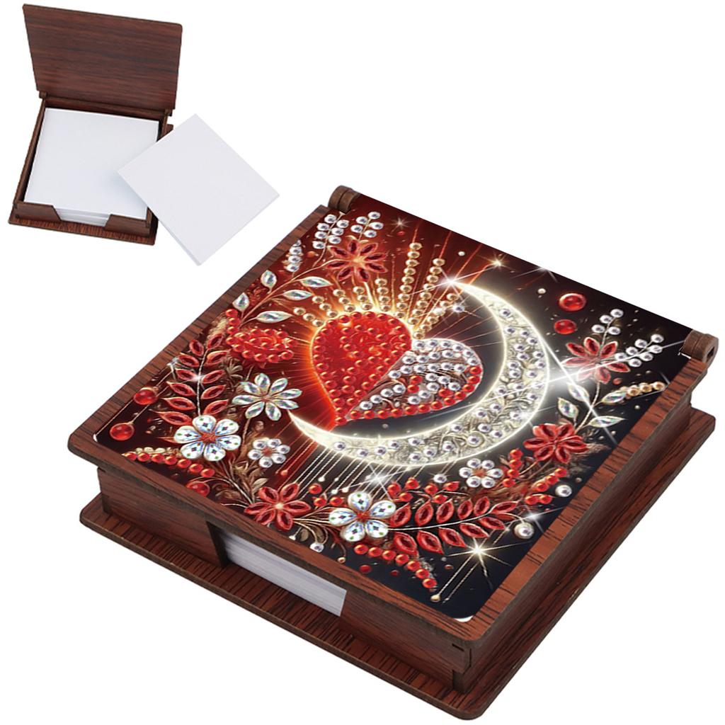 Wooden DIY Diamond Painting Kit Note Box Contains 160 Sheets of Paper Memo Paper Storage Box Diamond Art for Office Desk