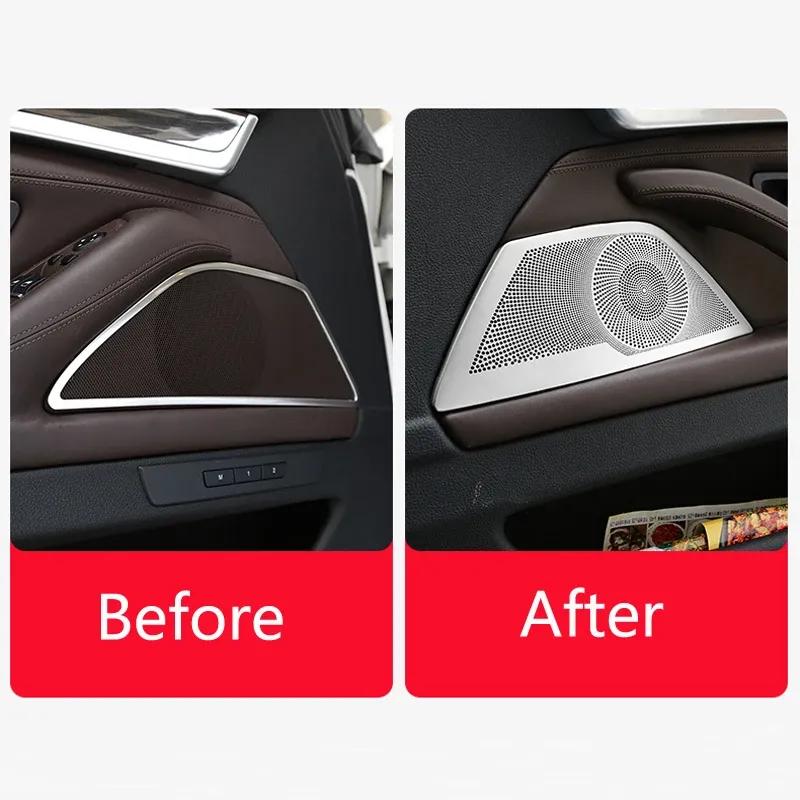 Matte Car Interior Audio Speaker Car Door Loudspeaker Trim Cover Sticker Accessories For BMW 5 Series F10 F11 F18 Car Styling