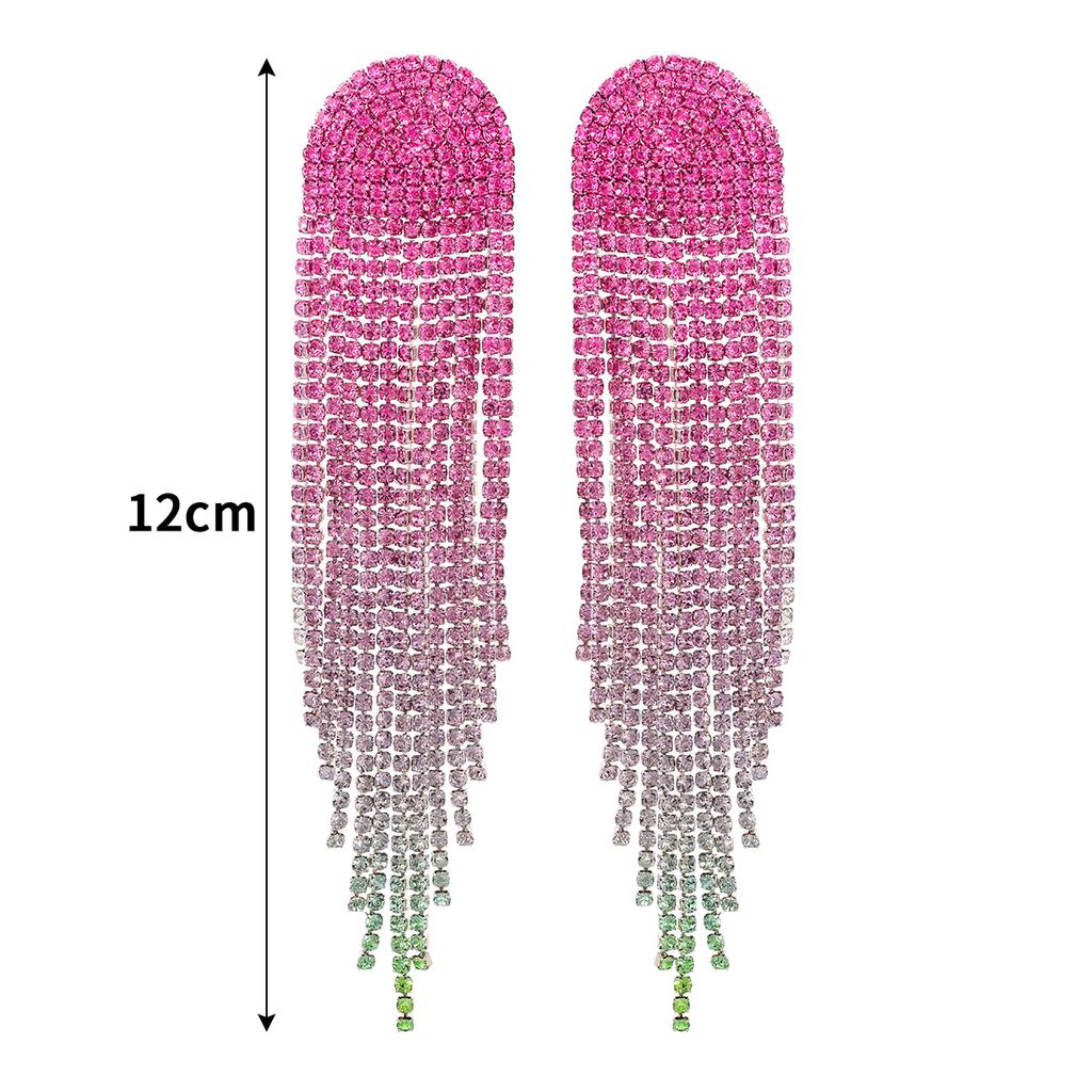 Европа и Соединенные Штаты Темперамент Градиент Цвет Tide Flash Drill Длинные серьги с кисточками Женские серьги высокого уровня Sense Of Серьги для невесты