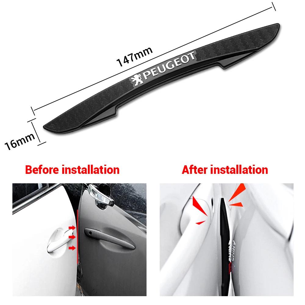 2026 Hot Car Sticker 4pc Rubber Car Door Edge Protector Stickers Anti Collision Strips For Peugeot 206 307 308 3008 207 208 407