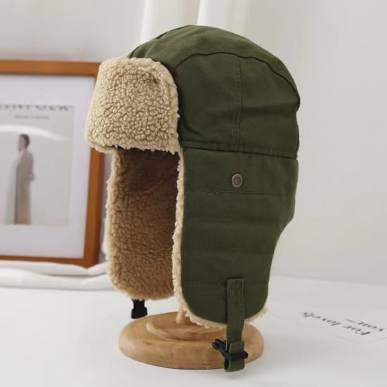 Unisex Winter Hat Thickened Fleece Lined Ear Protection Windoroof Buckle Fasten Heat Retention