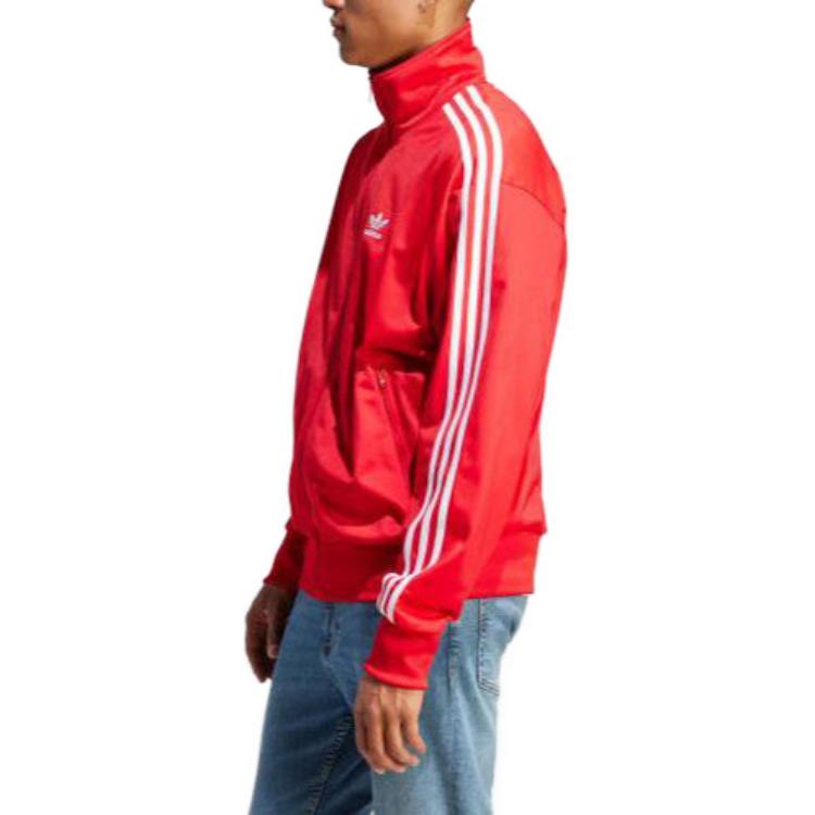 adidas Мужская куртка Originals с тремя полосками и логотипом на молнии с длинными рукавами, малиновая IJ7060