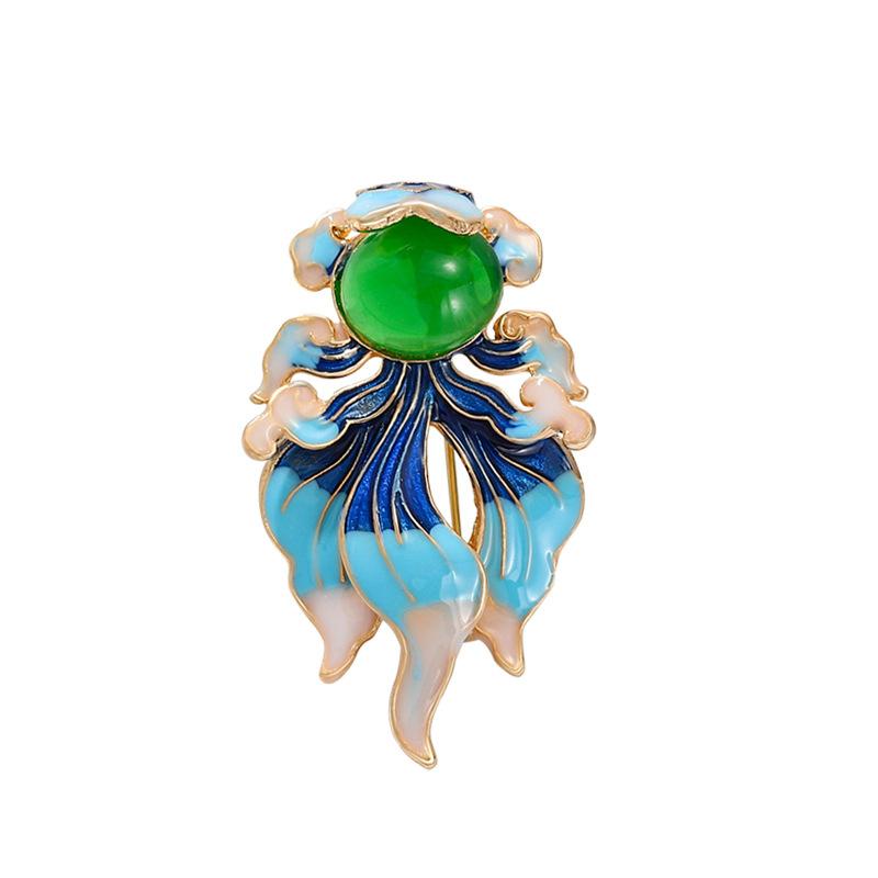 Голубая масляная капающая маленькая золотая рыбка Guofeng, женская высококачественная имитация эмали, цветной карп, корсаж, одежда с аксессуарами