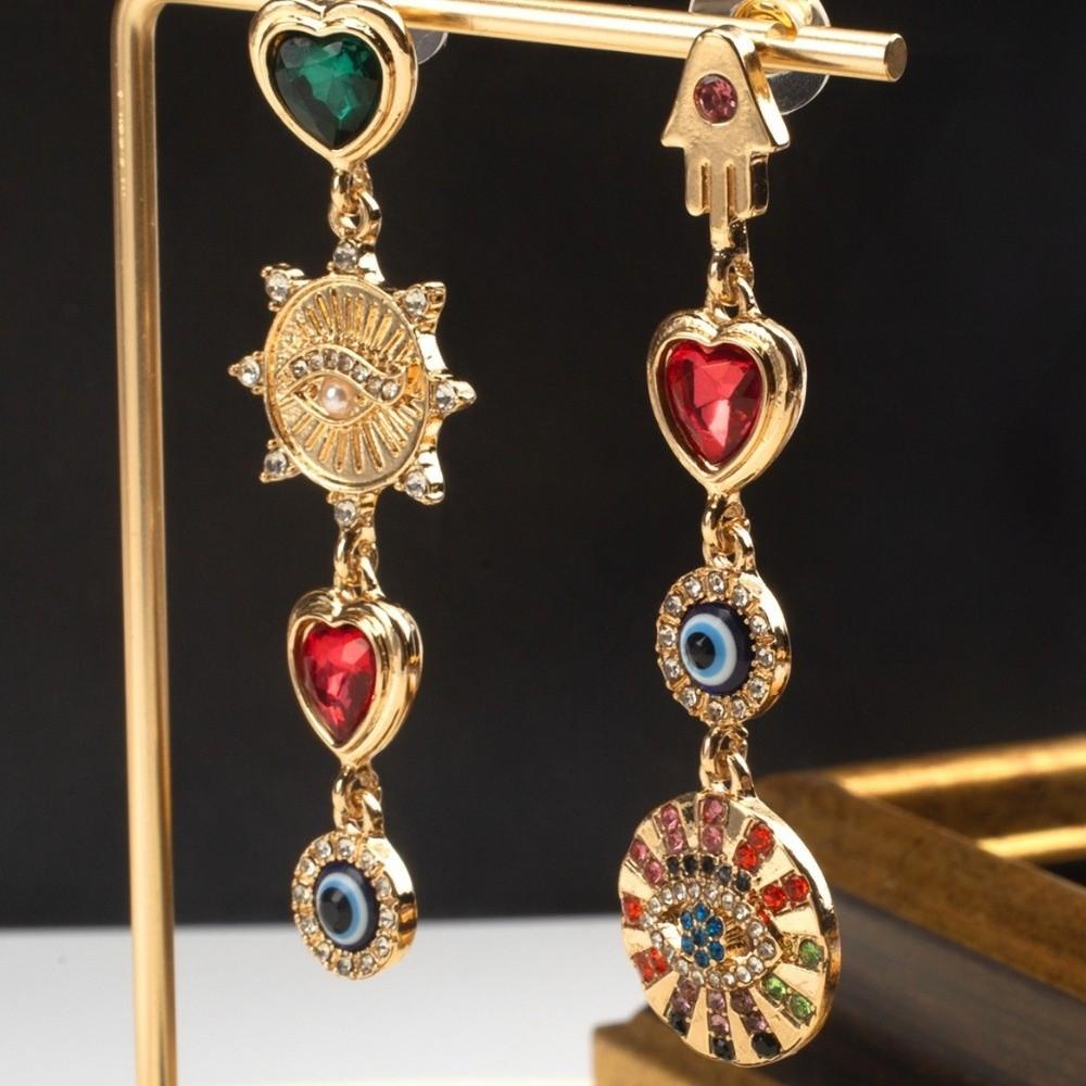 Devil's Eye Bohemian Punk Ear Stud Zircon Vintage Long Drop Earrings Valentine's Day Gift