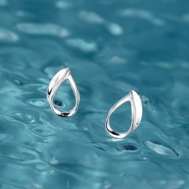 Earrings Silver925 Silver Gold Pink Gold 18K Coating Compatible with Metal Allergies Drop Cool Cool Summer (Silver)