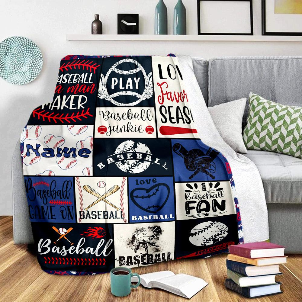 Baseball Home Customize Your Name Blankets Comfortable Soft Lightweight Multipurpose Blanket For Picnic Sofa Office Bed Living Room Suitable As Gifts