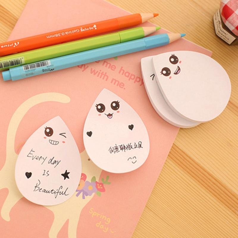 3Pcs Kawaii Water Drop Pad Post-it Sticky Bookmark Cute Stationery