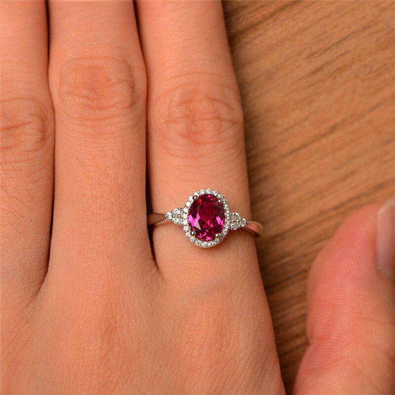 Женское кольцо с красным камнем овальной формы, кольцо-коготь с белым камнем, обручальное кольцо, ювелирное изделие, минималистичное тонкое кольцо для девушки AVE