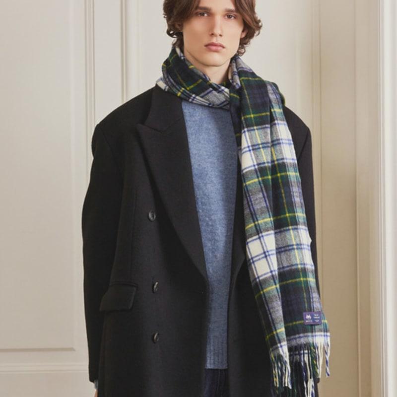 ABRAHAM MOON Шарф-шаль из мериносовой шерсти 50 см - Клетка Гордон