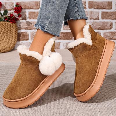 Модные женские зимние ботинки на платформе из искусственной замши, нескользящие, с толстой плюшевой подкладкой, теплые, на хлопковой подкладке, женские удобные пушистые меховые ботильоны