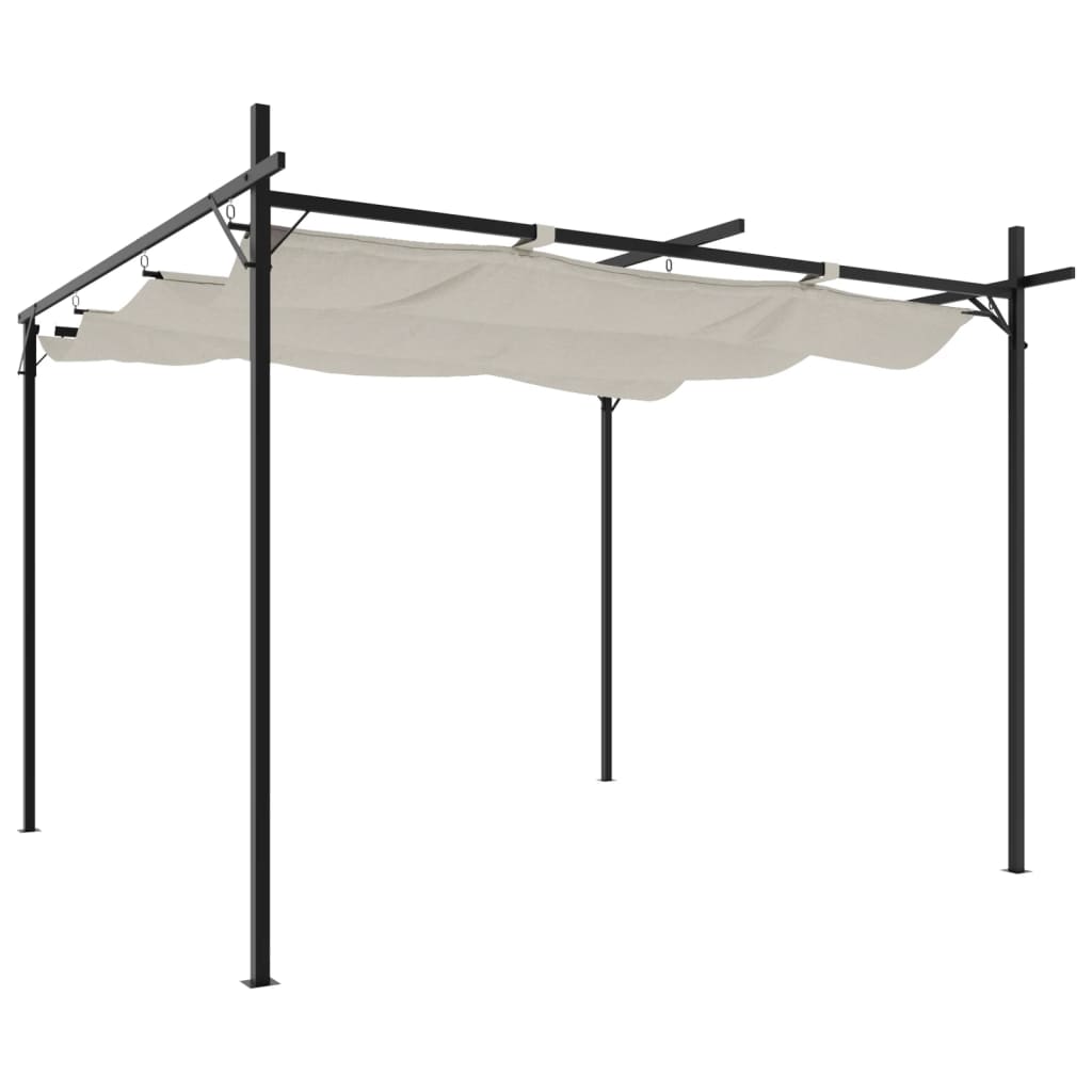 Pergola with Sliding Roof Cream 295 x 292 x 230 cm