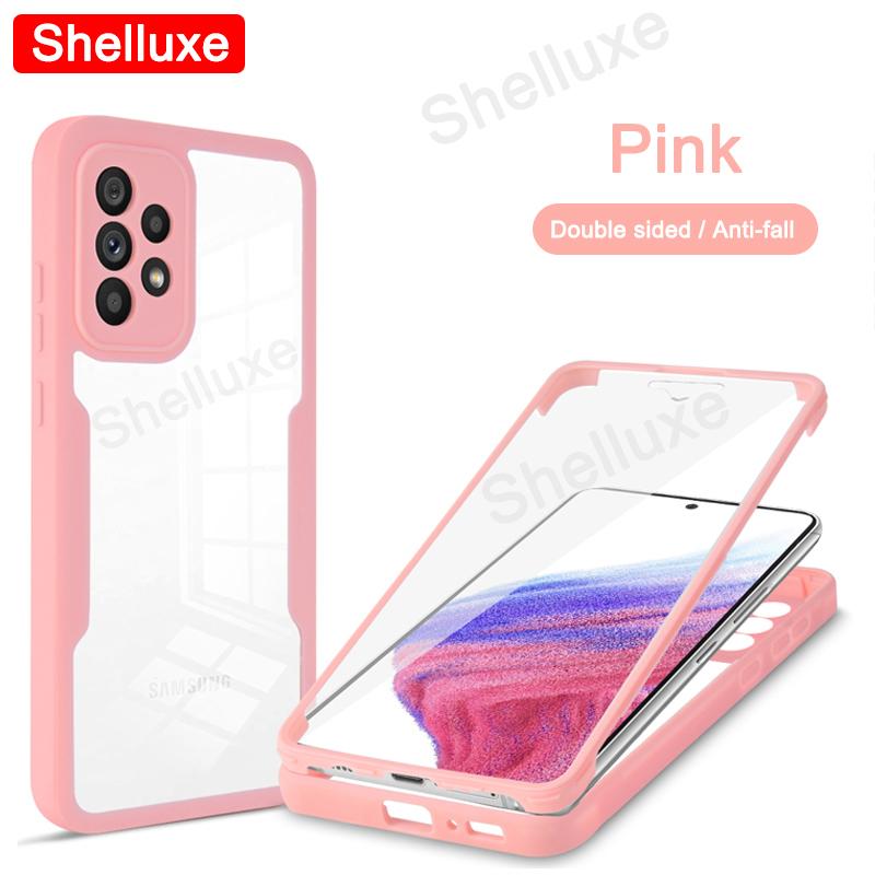 Прозрачный чехол Shelluxe на 360 градусов для всего корпуса (передняя + задняя часть) для Samsung Galaxy A72 A52 A52S A32 A22 A73 A53 A33 A13, силиконовая двусторонняя крышка