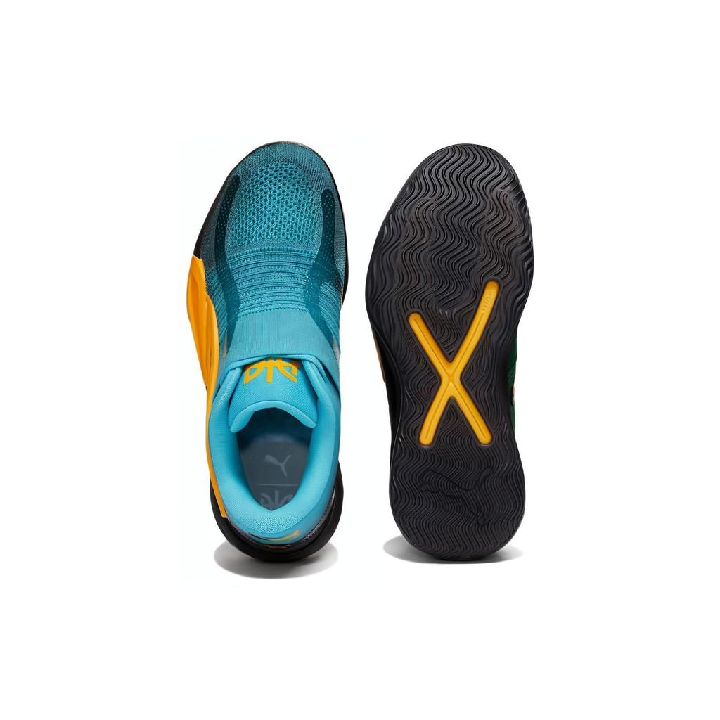Puma Rise Nitro Dominayton Кроссовки мужские баскетбольные средней высоты, на шнуровке, с круглым носком, нескользящие, прочные, сине-зеленые 378489-01