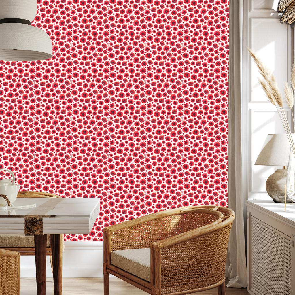Wallpaper Flowers Coral and Red for Living Room and Bedroom 50x1000
