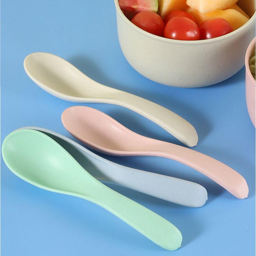 Eco Friendly Kitchen Kids Soup Spoon Wheat Straw Tableware Long Handle