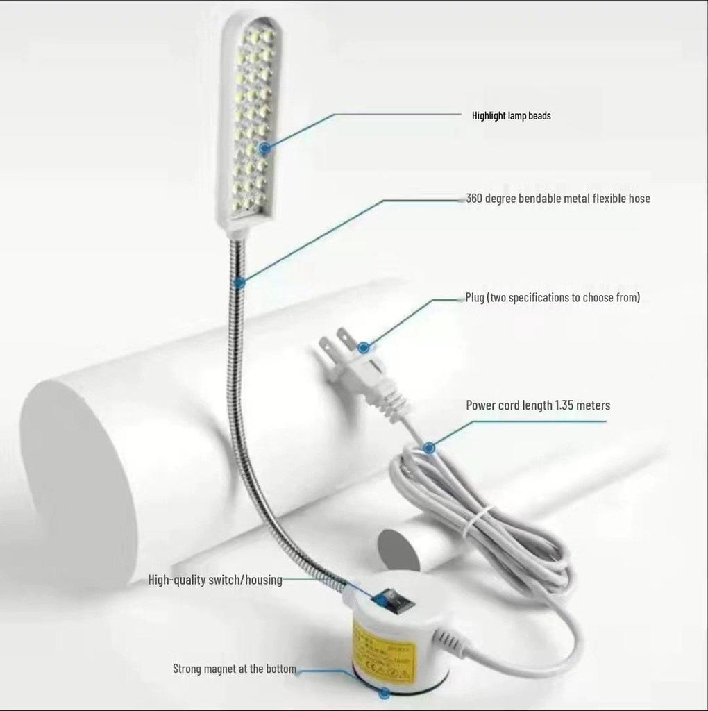 High-Brightness Magnetic LED Sewing Machine Light, 30 LEDs for Overlock & 20 LEDs for Flatbed, Professional Work Lighting
