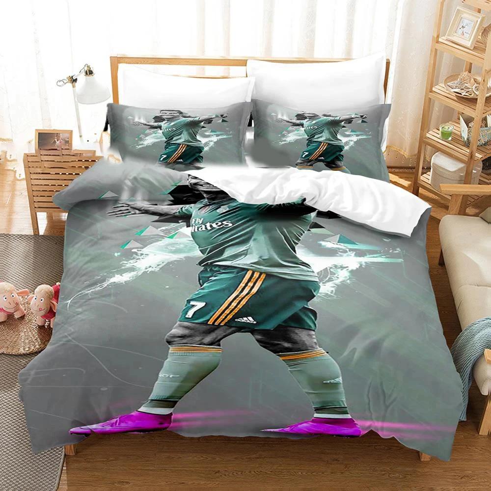 Football Star CR7 Soccer Bedding Set Boys Girls Twin Queen Size Duvet Cover Pillowcase Bed Boys Adult Fashion Home Textileextile
