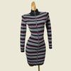 Foreign Trade Original Striped Half High Collar Base Skirt Slim Fit Inner Wear Hip Elegant Zipper Long Sleeve Dress
