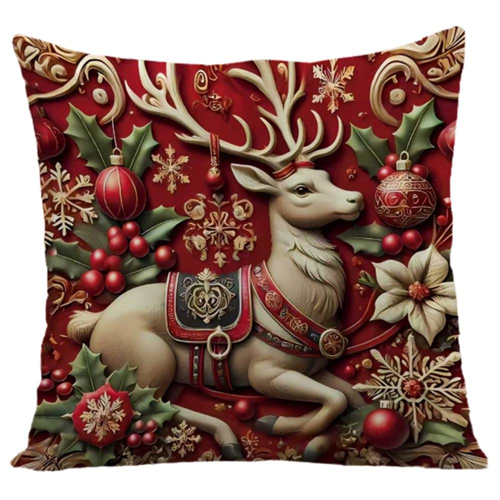 Short Christmas Day Pillowcase Reindeer Santa Claus Throw Pillow Cover Snowman Xmas Tree Decorative Cushion Cover