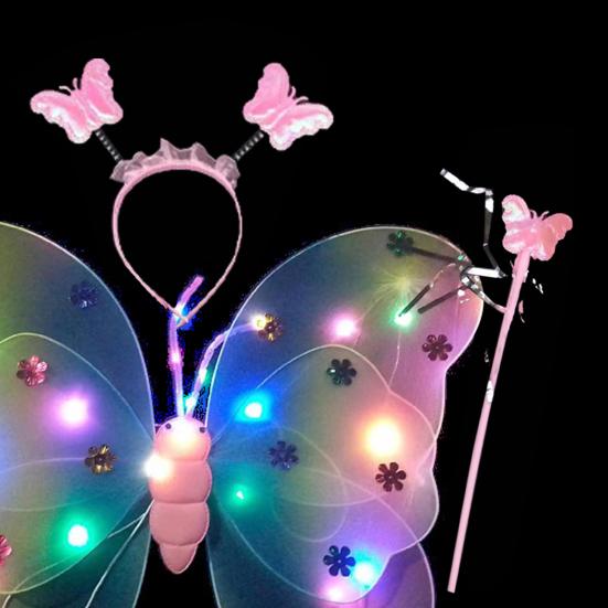 1 комплект, набор светящихся крыльев бабочки, детский наряд со светящимися крыльями для костюма на Хэллоуин, украшение для вечеринки