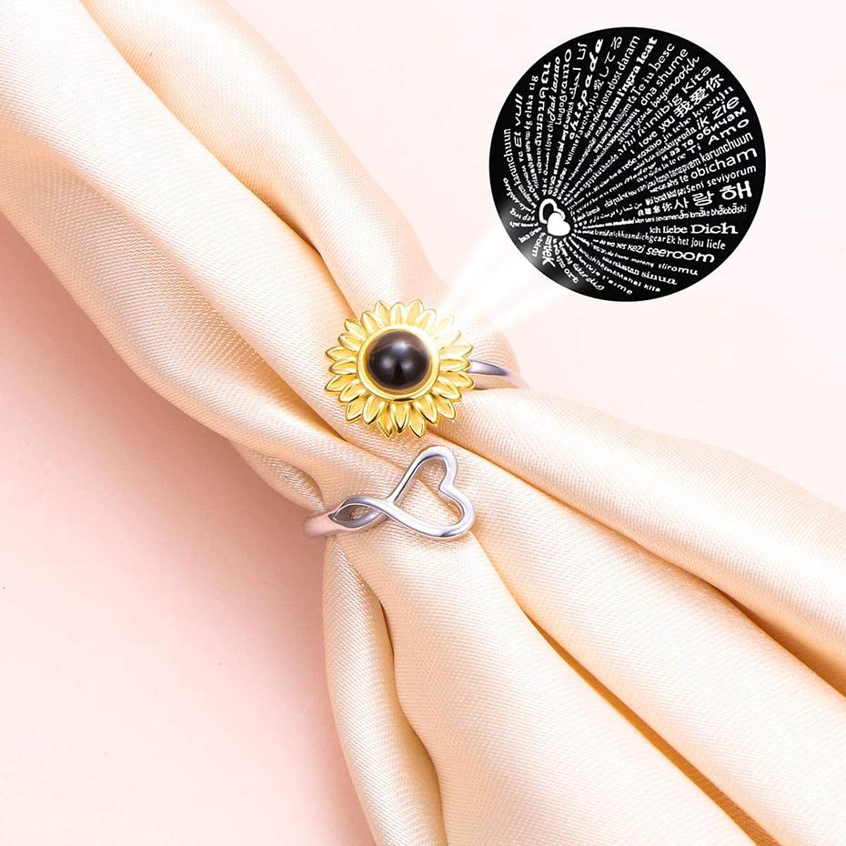Кольца с подсолнухом для женщин, регулируемый размер открывающегося кольца, модные украшения, сто языковой камень