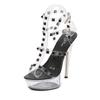 190 Series 13cm Heel 3cm Platform High Heels Platform Transparent Crystal Rivet Women's Shoes LFD