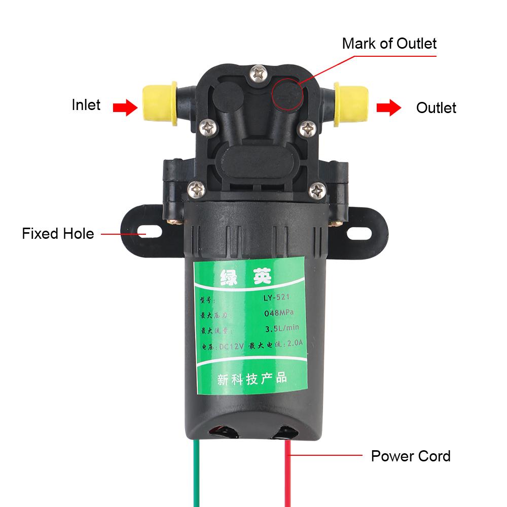 Сельскохозяйственный электрический водяной насос, прочный 3,5 л/мин, микромембранный распылитель воды высокого давления, автомойка, аксессуары для опрыскивателя DC12V