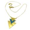 [P7900] - Designer Steel Necklace 'Boho' Turquoise Gold - 30x23 Mm