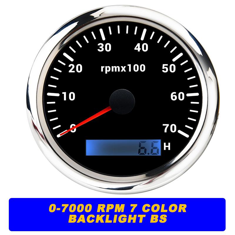 New 7 Color Backlight 85mm Tachometer Gauge For Marine Boat Car Truck 9-32V LCD 3K~8K RPM Tacho Digital Hour Meter