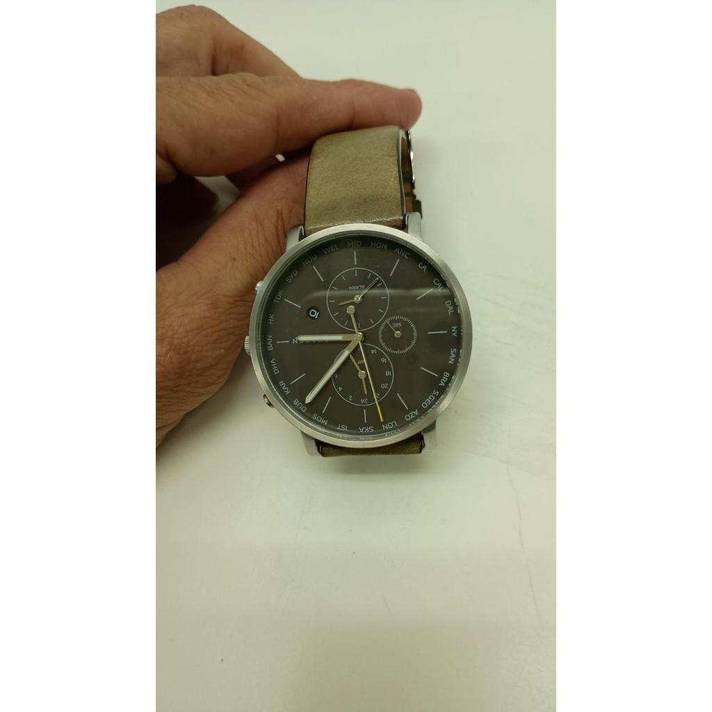 Б/у Часы SKAGEN SKW6298 Fudo Круглый циферблат Черно-серебристый ремешок Кожаный Бронзовый Мужские Skagen #A