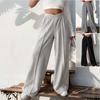 New Minimalist Women'S Fashionable Wide Leg Solid Color Casual Pants Casual Style Cotton Spring And Summer Pants