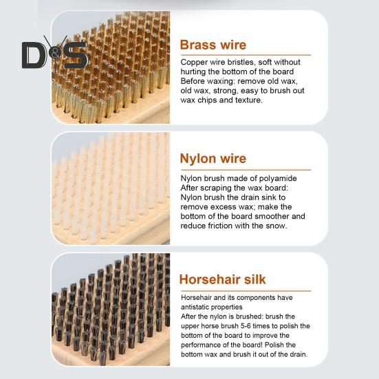 1/3 шт. Набор для нанесения воска на сноуборд, нейлоновая/латунная/конская щетка для нанесения воска на сноуборд, полировки, затенения
