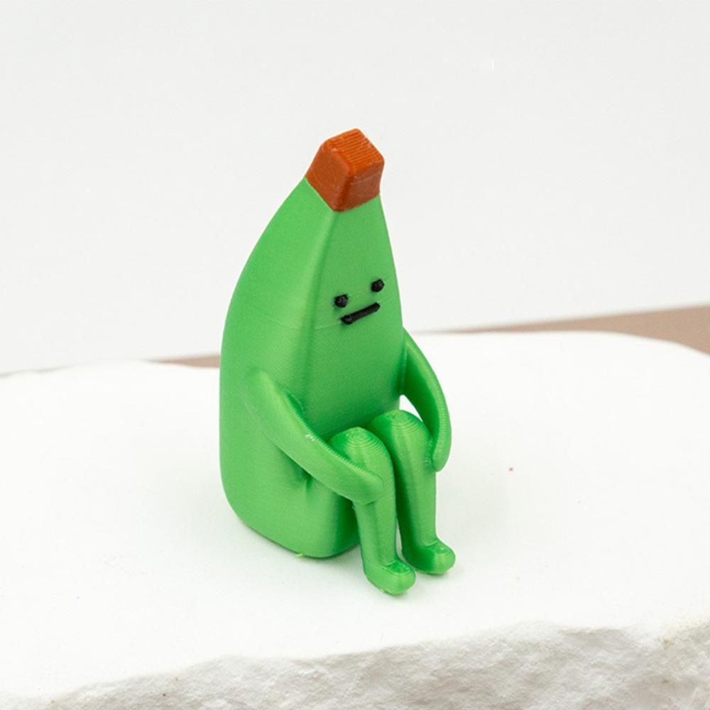 Yellow Green Anxious Banana Ornaments PLA Material Mini Model Desktop Toys Home Decoration