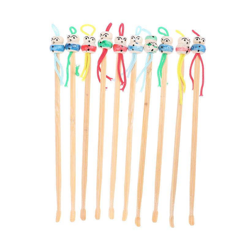 Natural Handmade Bamboo Ear Digging Spoon Doll Head Bamboo Ear Stick