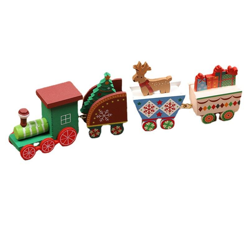 Christmas Decorations Wooden Small Train Children Kindergarten GiftTrain Desktop Decoration Ornaments Christmas Children Gifts
