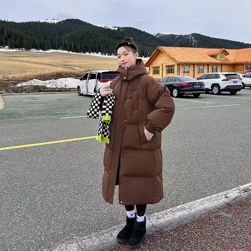 Новое модное осенне-зимнее женское зимнее пальто с капюшоном и большим карманом, глянцевое длинное теплое пальто, женская куртка-пуховик, ватное пальто с хлопковой подкладкой