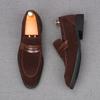 British Gentleman Pointed Suede Leather Business Flats Shoes For Men Designer Penny Loafers Homecoming Wedding Dress Footwear