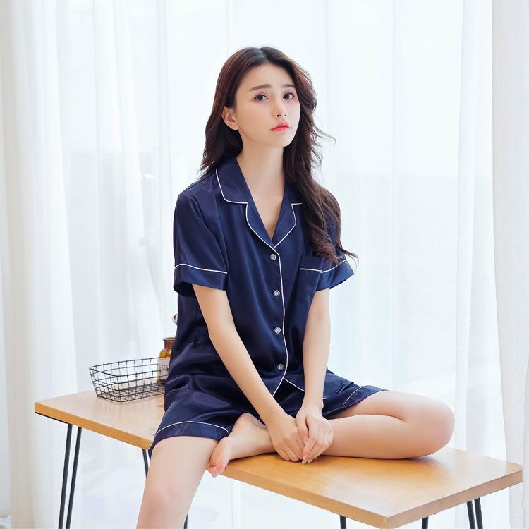 Хань Ятун Шелковый Комплект Пижам для Пары: Осенний кардиган с длинным рукавом для дома