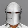 Silver Medieval Barbuta Visored Helmet Steel Knight Armor Warrior Helmet for LARP, Cosplay, Reenactment