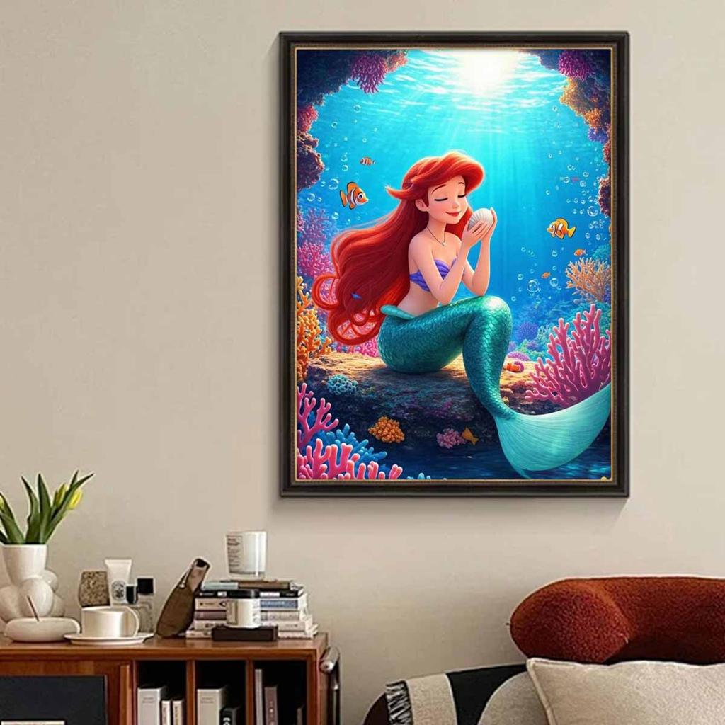 Full Round Diamond Painting The Mermaid On The Stone Art Rhinestone Picture Mosaic DIY 5D Cross Stitch Embroidery Home Decoration
