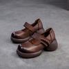 GKTINOO Retro Thick Soled Comfortable Pumps 2025 Autumn New Genuine Leather Round Toe Hook & Loop Women's Shoes