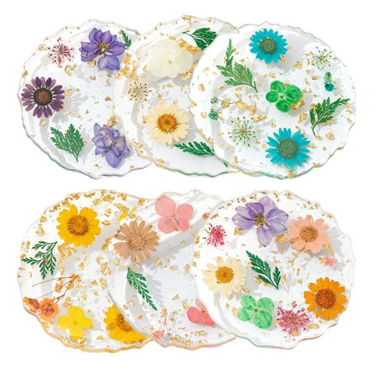 Handmade Resin Coaster Dried Flowers Cup Mat Heat-Resistant Clear Waterproof Table