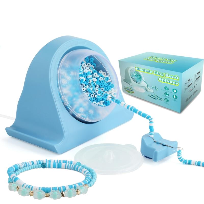 Automatic Clay Bead Spinner Bowl with Thread Beading Tool Bead Easy to Use Beads Stringing Machine DIY Crafters Supplies