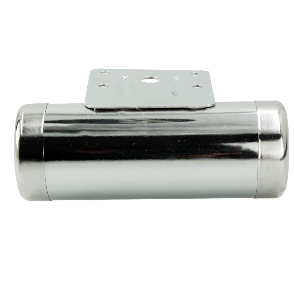Barrel furniture leg, silver chrome, height 45mm, length 125mm