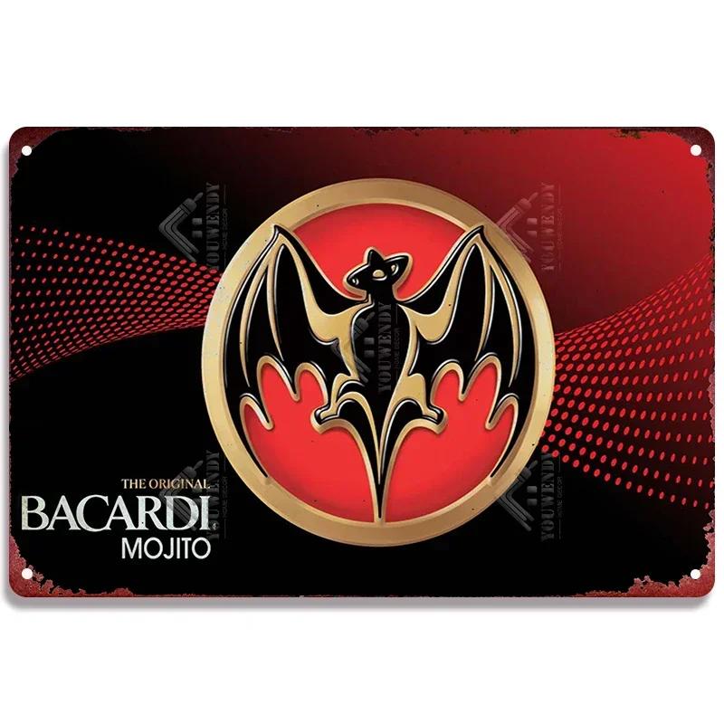Ретро Bacardi Металлическая детская, Жестяная детская, Плакетка бренда рома, Винтажная тарелка, Настенное украшение, Постер, Бар, Мужская берлога, Шэбби