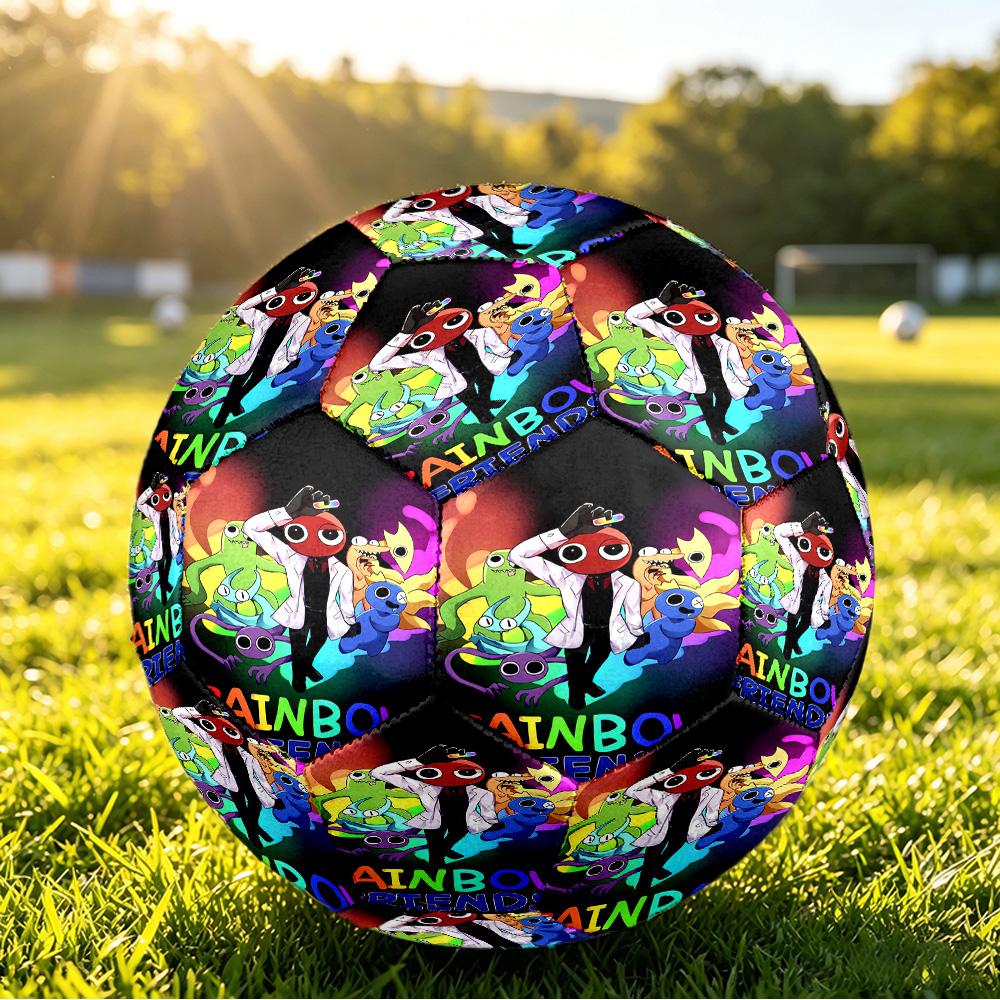 Size 5 Football Rainbow Friends Pattern, Wear‑Resistant Soccer Ball for Match Training Daily Sports Play