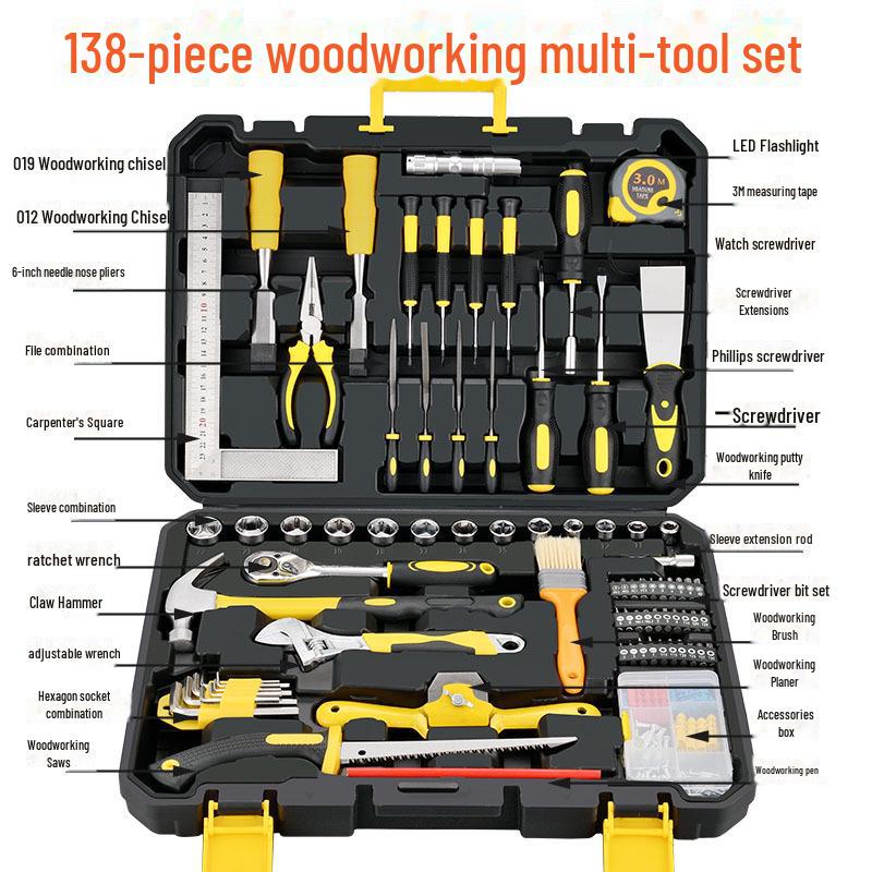 Набор бытовых электро- и ручных инструментов: Комплексный набор для деревообработки и ремонта