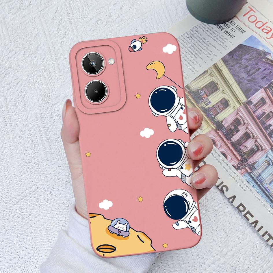 Чехол для телефона для OPPO Realme 9 10 Pro + 5 6 7 8 Pro с милым мультяшным узором, защитный квадратный силиконовый чехол с астронавтом, мягкая задняя крышка для Realme 9i Fundas Coque